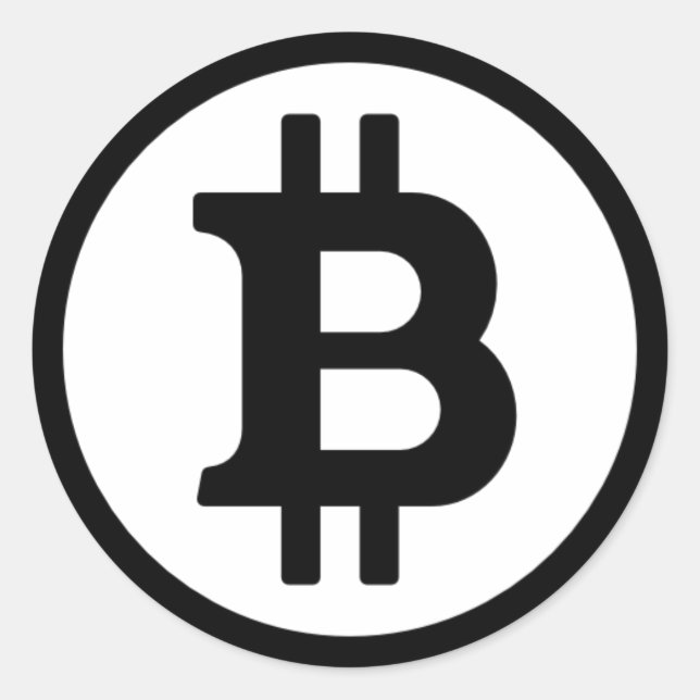Redonda Paquete de Pegatina con logotipo negro bitcoin (Anverso)