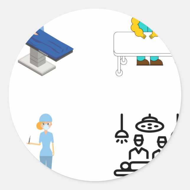 Redonda Paquete de Pegatina de enfermeras en sala de opera (Anverso)