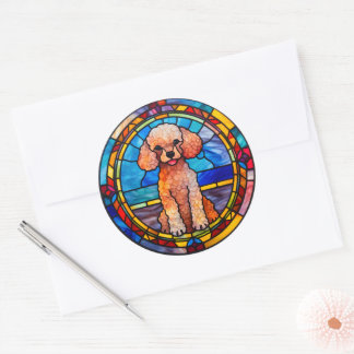 Redonda Paquete de Pegatina de Poodle