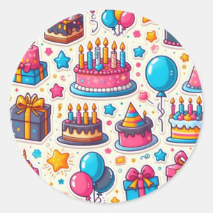 Redonda Paquete Pegatina de cumpleaños festivo"