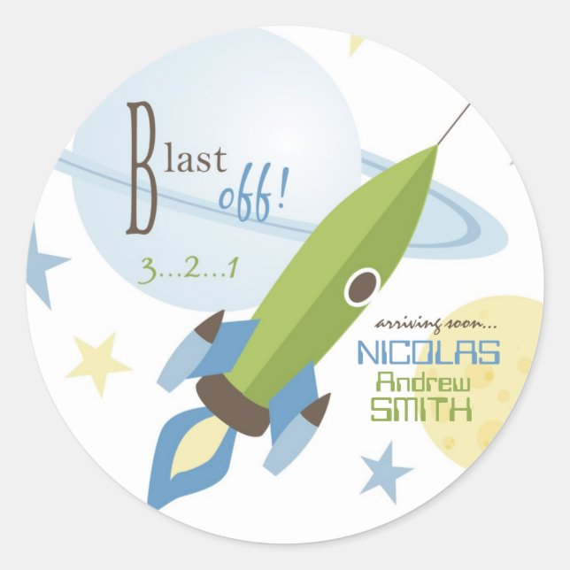 Redonda Para el Pegatina de Baby Boy (Anverso)