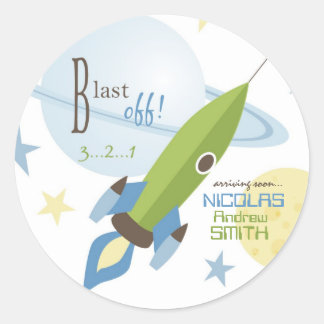 Redonda Para el Pegatina de Baby Boy