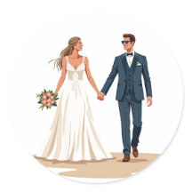 Pareja boda sosteniendo manos Pegatina
