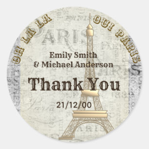Redonda París Pegatina Personalizado Vintage Parchment Gra