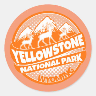 Redonda Parque nacional Yellowstone pegatina naranja Wyomi