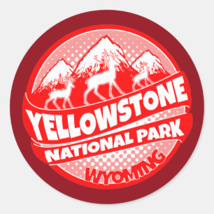 Redonda Parque nacional Yellowstone pegatina rojo Wyoming