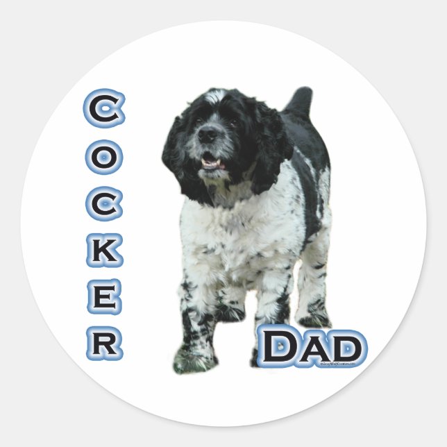Redonda Parti Cocker Spaniel Dad 4 - Pegatina (Anverso)