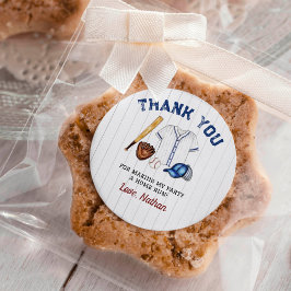 Redonda Partido de Cumpleaños del Pegatina de Béisbol Labe