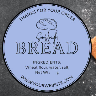 Redonda Pastel Baby Blue Sourdough Bread Gracias Pegatina