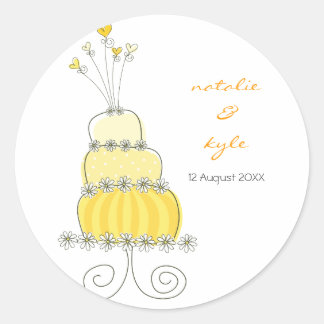 Redonda Pastel de Boda amarillo Gracias Pegatina de etique