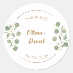 Redonda Pastel Rustic Floral Gracias Boda Pegatina