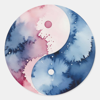 Redonda Pastel Watercolor Yin Yang Circle Pegatina