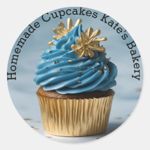 Redonda Pasteles caseros Blue Gold Round Pegatina