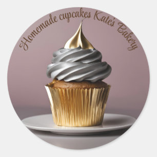 Redonda Pasteles caseros Dorados Beige Pegatina redondo