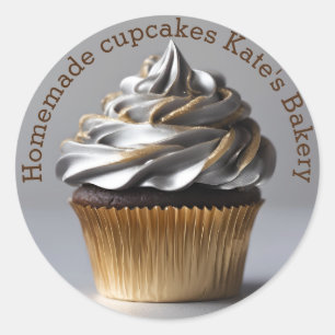 Redonda Pasteles caseros Dorados Beige Pegatina redondo