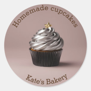 Redonda Pasteles caseros Dorados Beige Pegatina redondo