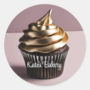 Redonda Pasteles caseros Pegatina redondo beige de oro