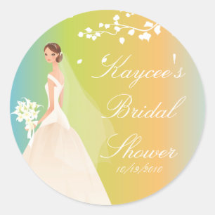 Redonda Pastels Bride Bridal Shower Pegatina