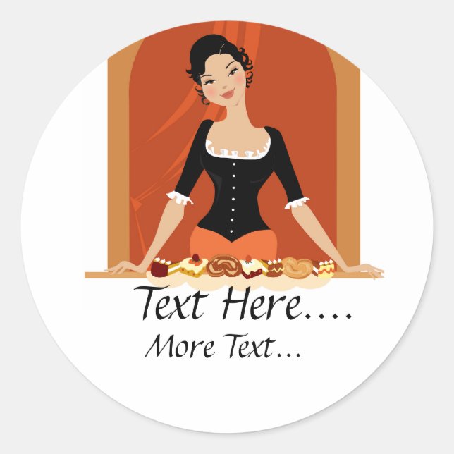 Redonda Pastries Lady Pegatina (Anverso)