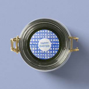 Redonda Patrón perwinkle plaid Pegatina de Pascua