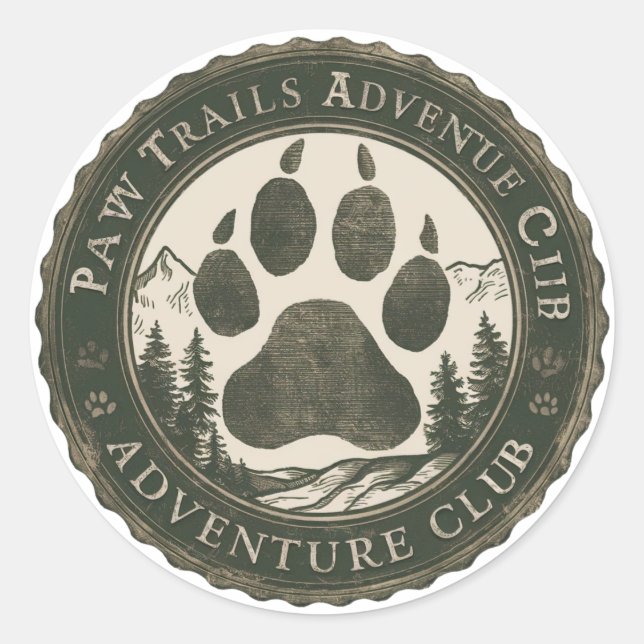 Redonda Paw Trails Adventure Club — Pegatina de la insigni (Anverso)