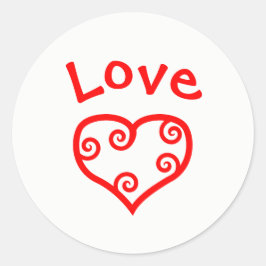 Redonda Paz, Amor, Corazón de Alegría - Pegatina Circular