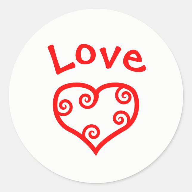 Redonda Paz, Amor, Corazón de Alegría - Pegatina Circular (Anverso)