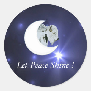 Redonda Paz blanca del búfalo - pegatina