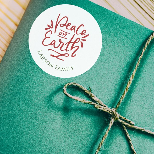 Redonda Paz festiva en la Tierra Pegatina de Navidad (Festive Peace on Earth Christmas Sticker
)