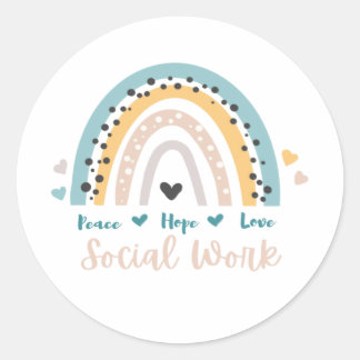 Redonda Peace Hope Love Social Work Round Pegatina