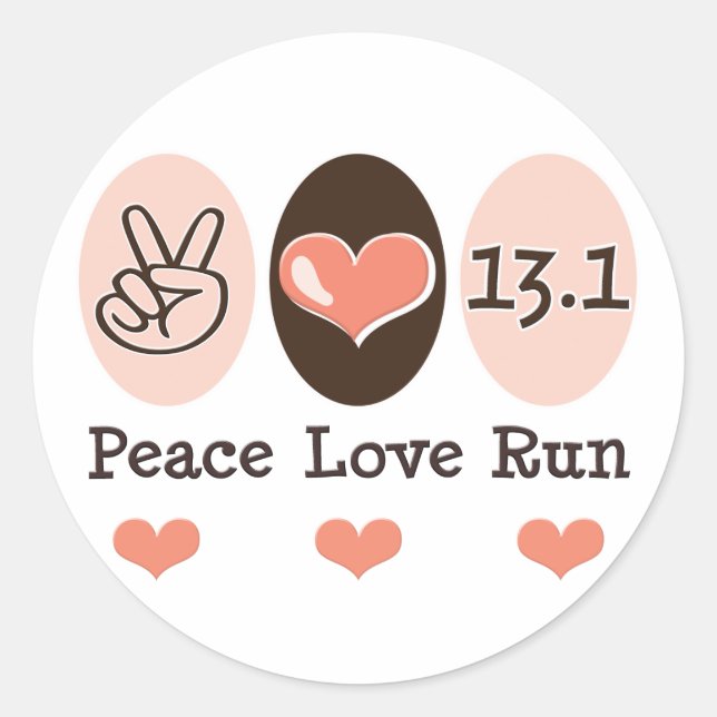 Redonda Peace Love Run 13.1 Half Marathon Pegatina (Anverso)