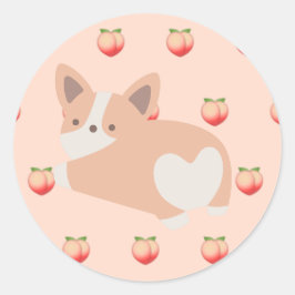 Redonda Peach Corgi Pegatina