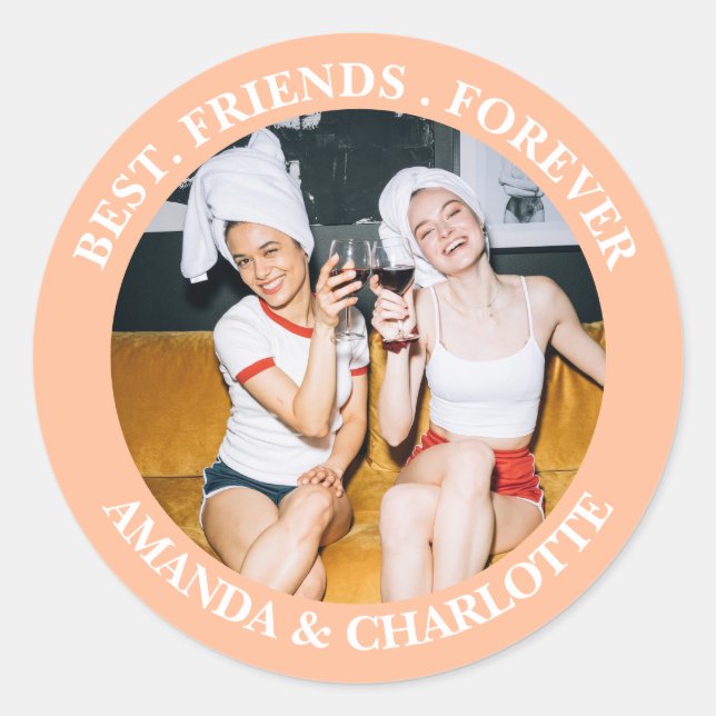 Redonda Peach Fuzz Best Friends Forever Pegatina (Anverso)