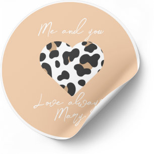 Redonda Peach Fuzz Valentine Favor Pegatina - Heart Print