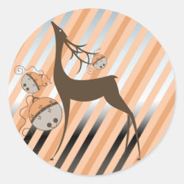 Redonda Peach Jingle Bells Stripe Round Pegatina