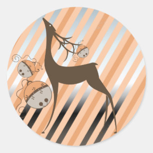 Redonda Peach Jingle Bells Stripe Round Pegatina