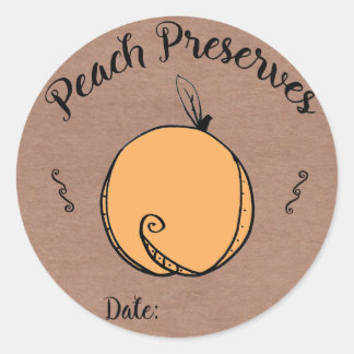 Redonda Peach Preserve Pegatina con espacio para la fecha