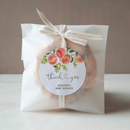 Redonda Peach Thank You Classic Round Pegatina