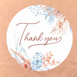 Redonda Peach y blue tropical gracias pegatina