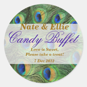Redonda Peacock Feather Candy Buffet Pegatina