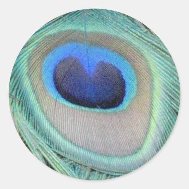 Redonda Peacock Feather Pegatina (Anverso)