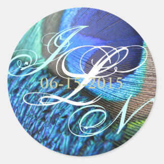 Redonda Peacock Feather Pegatina