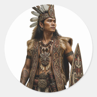REDONDA PEGATERO DAYAK KALIMANTAN ARTE GUERRERO PEGATINA
