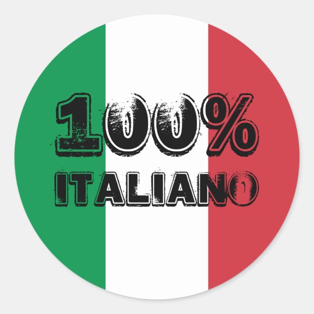 Redonda Pegatina 100% Italiano (Anverso)