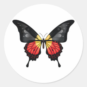 Redonda Pegatina aborigen de la bandera de la mariposa de 