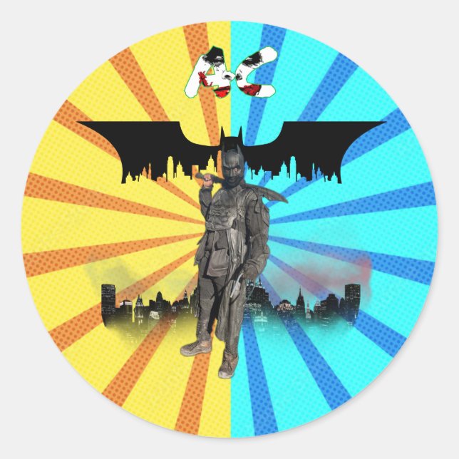 REDONDA PEGATINA AC BAT-MAN (Anverso)