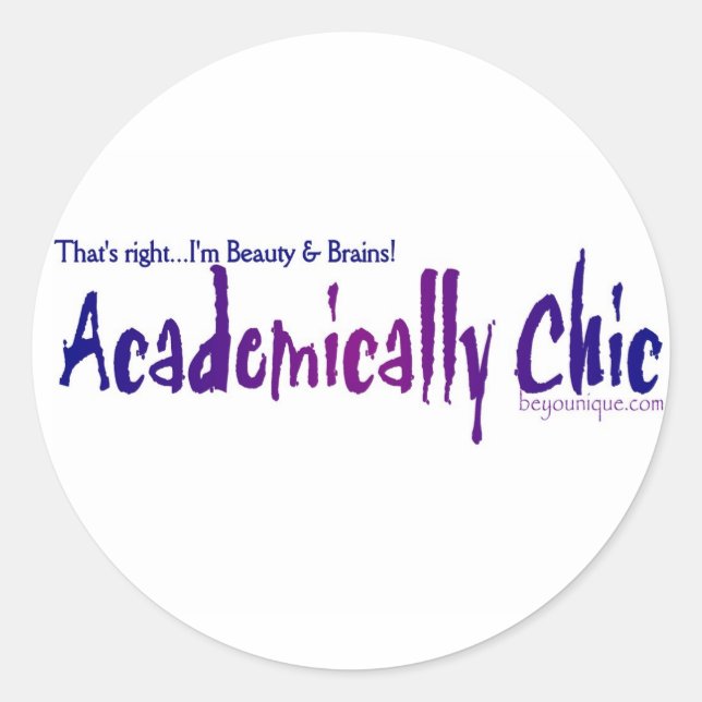 Redonda PEGATINA ACADÉMICAMENTE de MODA por beYOUnique (Anverso)