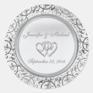 Redonda Pegatina adaptable del Relieve metalizado plateado