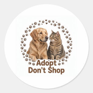 Redonda Pegatina Adoptar No Comprar