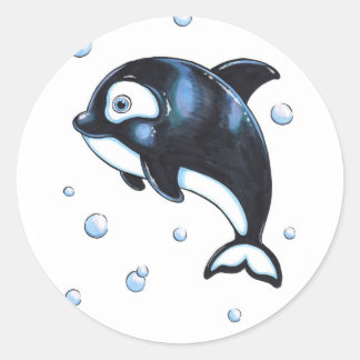 Redonda Pegatina Adorable Baby Whale